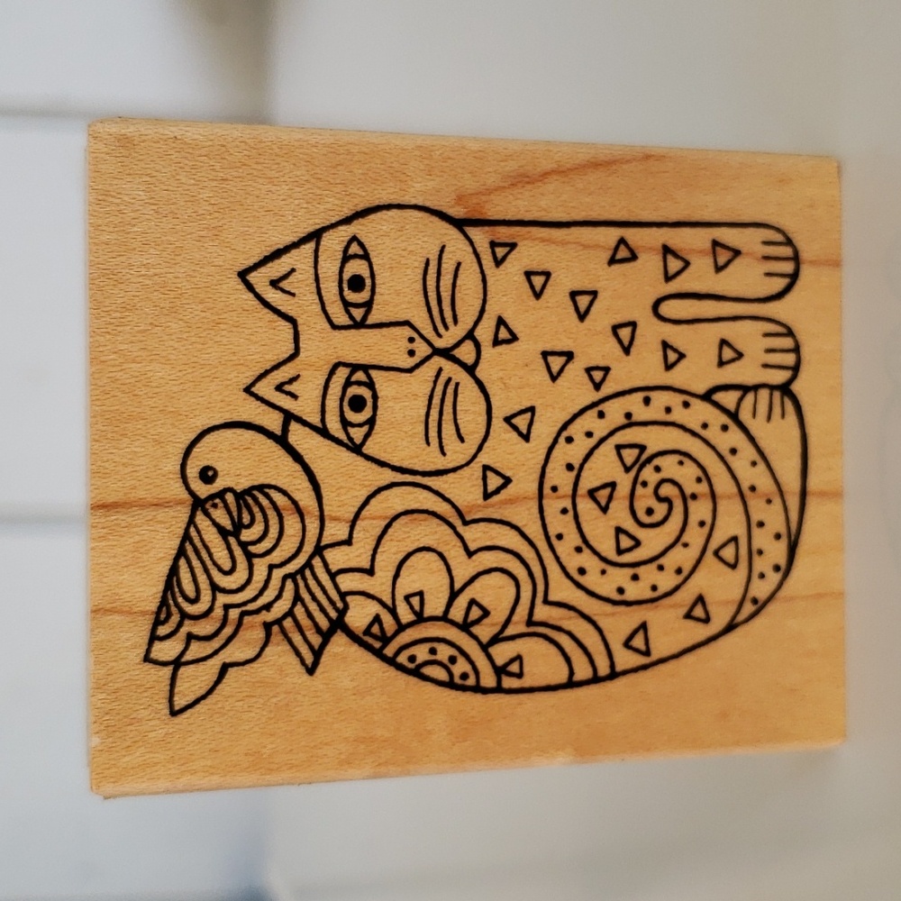 Laurel Burch Stamp 51296 Laurel Burch Cat Stamp Bird Cat